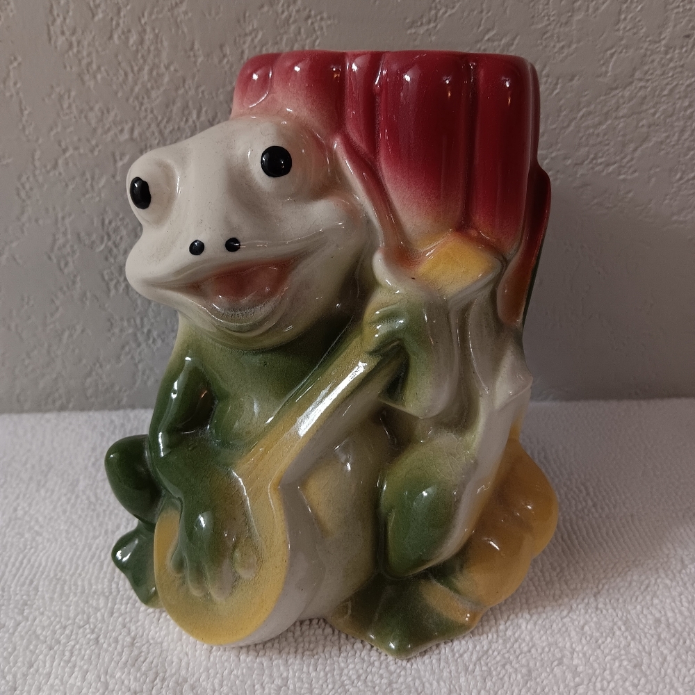 Ceramic Frog Reptile Decor - Green, Red, Yellow